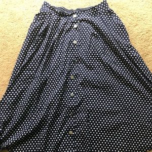 High waist calf length flare skirt